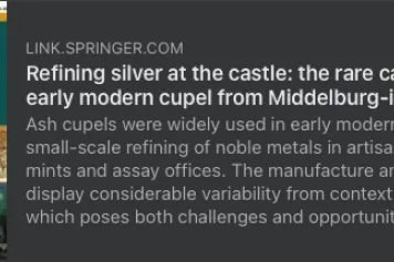 L'affinage de l'argent au château : le cas rare d'un grand gobelet moderne précoce provenant de Middelburg en Flandre