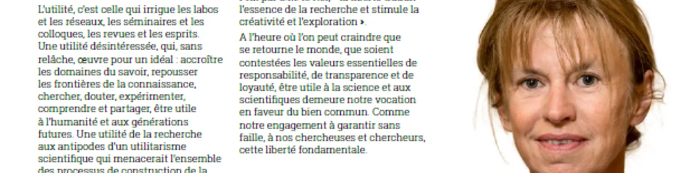 Un édito de Véronique Halloin, Secrétaire générale du FNRS