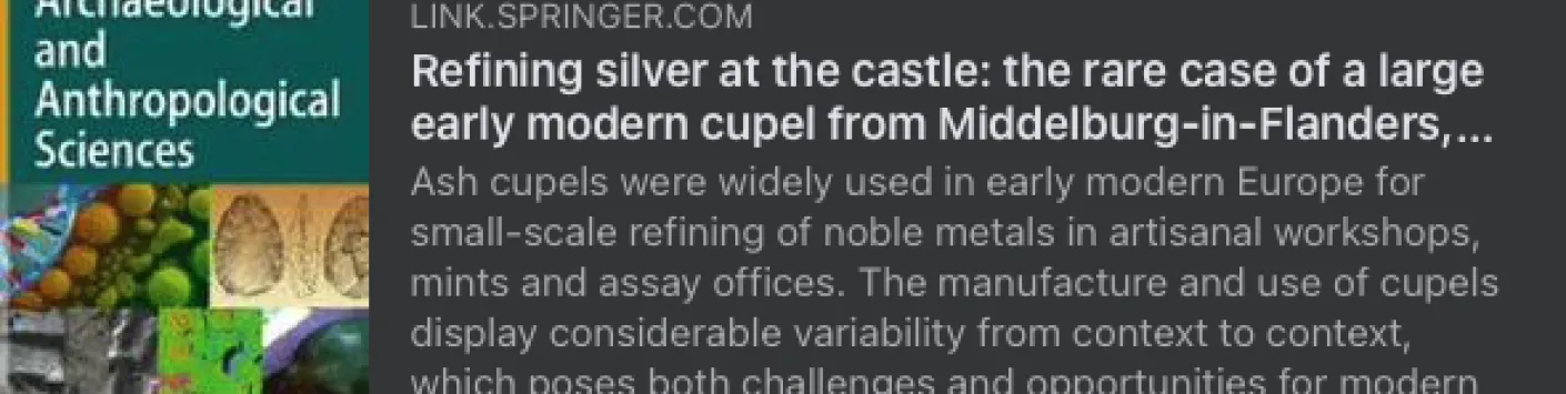 L'affinage de l'argent au château : le cas rare d'un grand gobelet moderne précoce provenant de Middelburg en Flandre