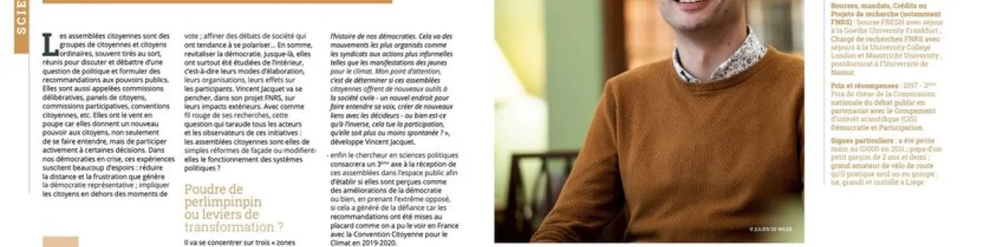 Félicitations à Vincent Jacquet, nouveau Chercheur qualifié FNRS à l'Université de Namur 